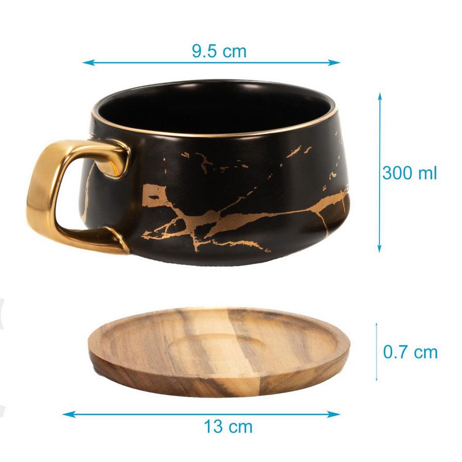 Intirilife 2x Tasse en céramique avec design marbré  