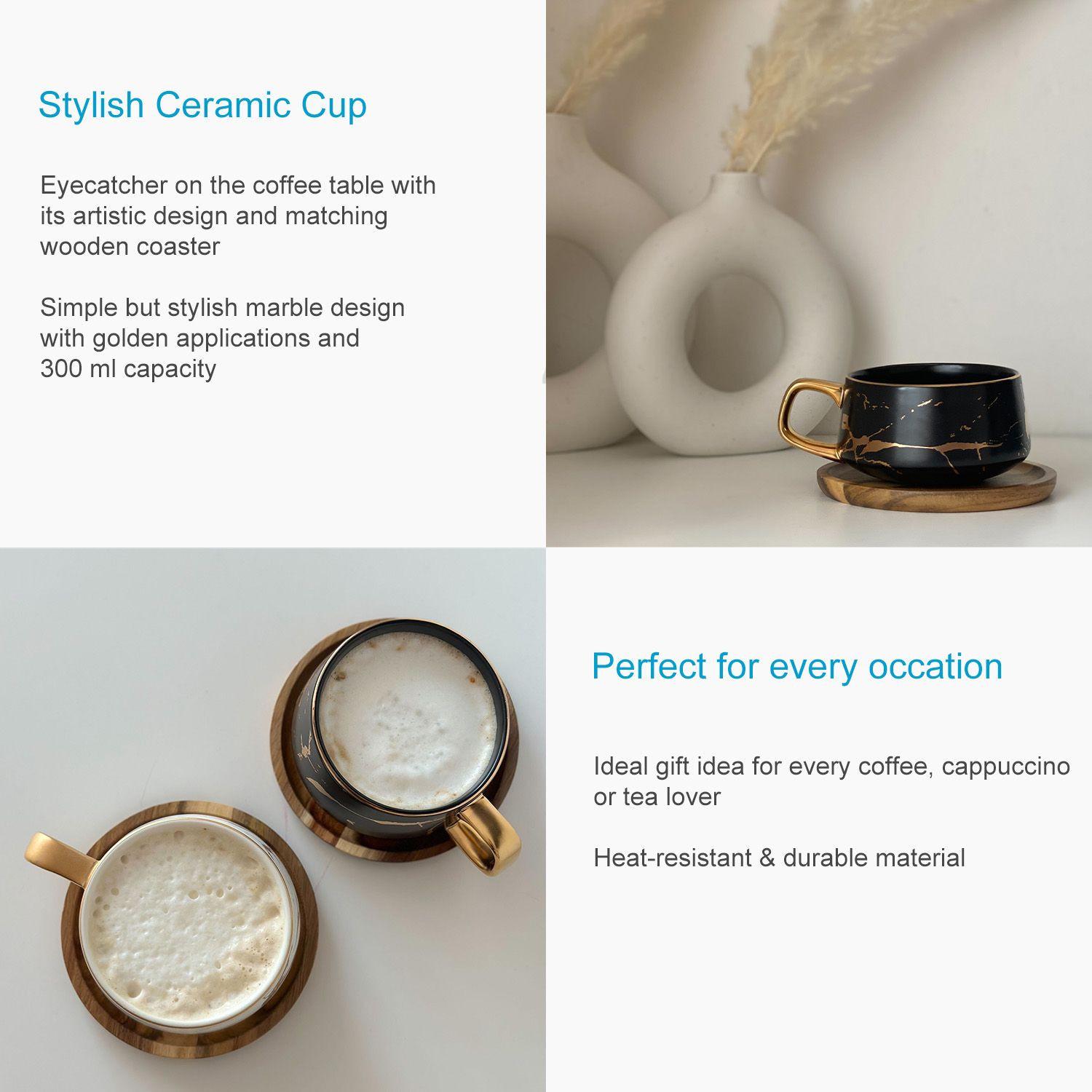 Intirilife 2x Tasse en céramique avec design marbré  