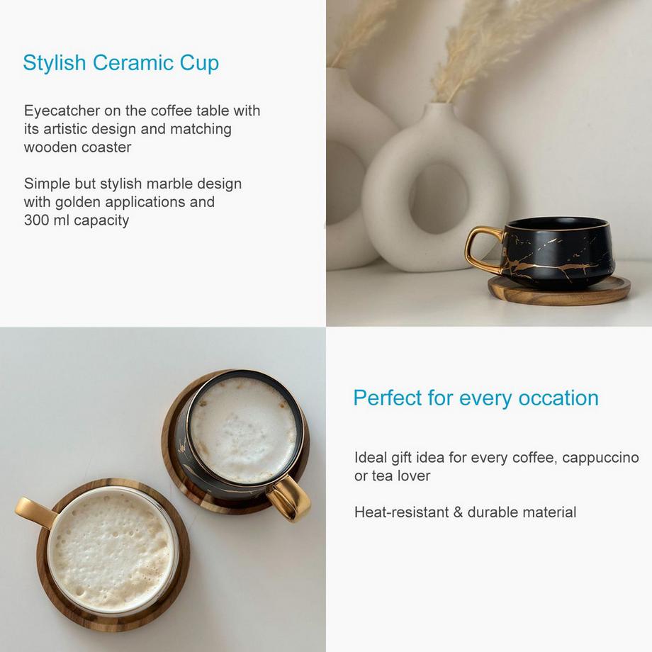 Intirilife 2x Tasse en céramique avec design marbré  