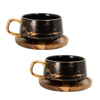 Intirilife 2x Tasse en céramique avec design marbré  
