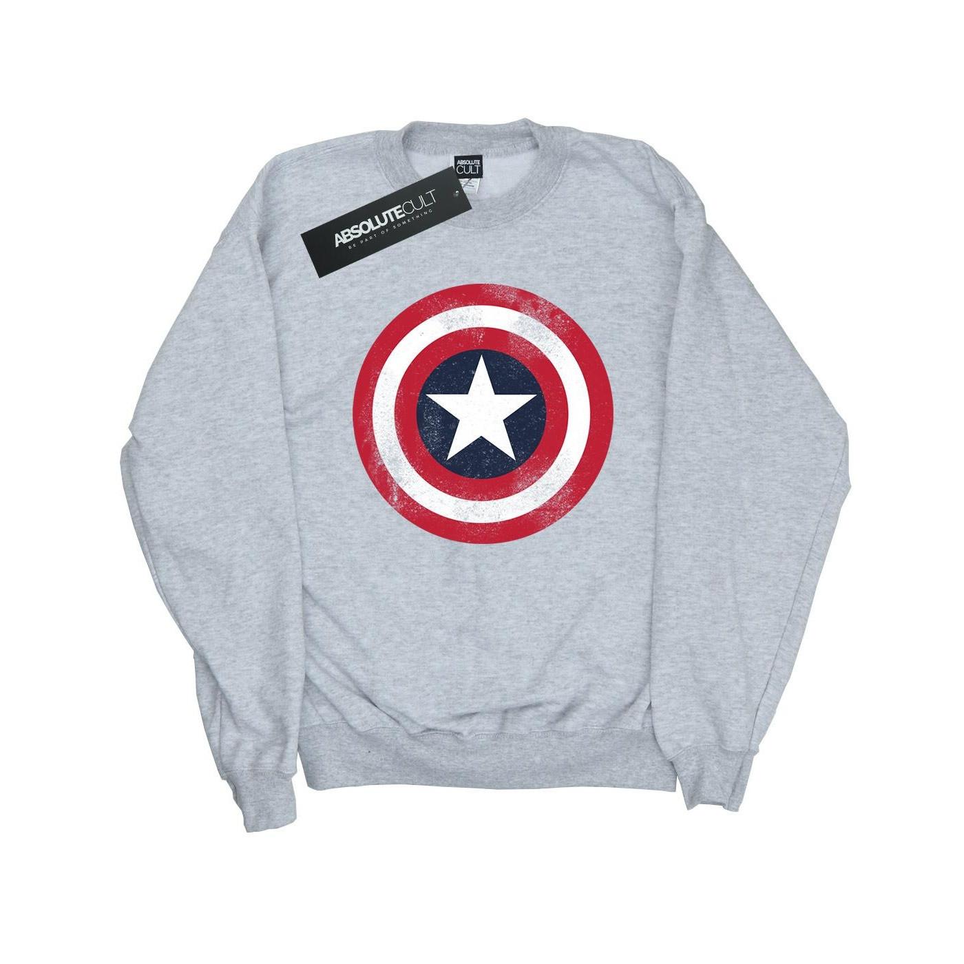 Image of Captain America Distressed Shield Sweatshirt Jungen Grau 116