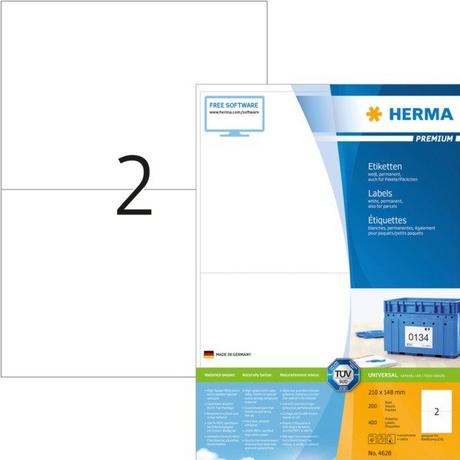 HERMA HERMA Universal-Etiketten 210x148mm 4628 weiss 400 St./200 Blatt  