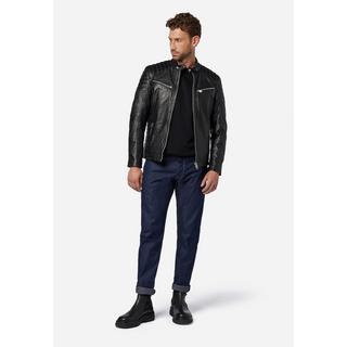 RICANO  Blouson en cuir pour homme Cooper - style motard avec col montant 