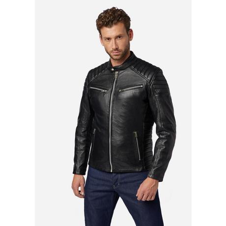 RICANO  Blouson en cuir pour homme Cooper - style motard avec col montant 