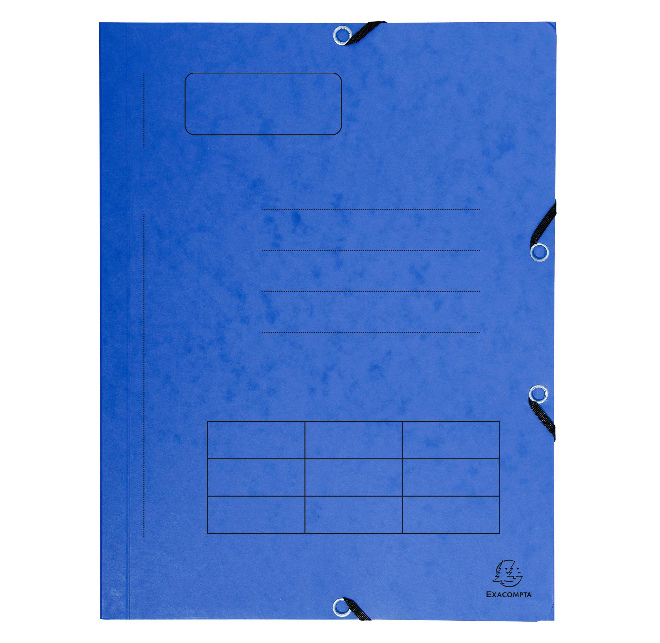 Exacompta Sammelmappe mit Gummizug, 3 Klappen und Organisationsdruck aus Colorspan-Karton 355g/qm, für Format DIN A4 - x 50  