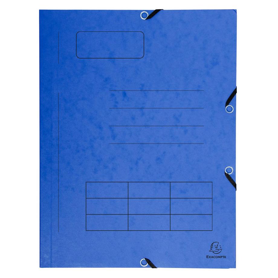 Exacompta Cartella 3 lembi stampata con elastici cartoncino lustré 355g/mq - A4 - x 50  