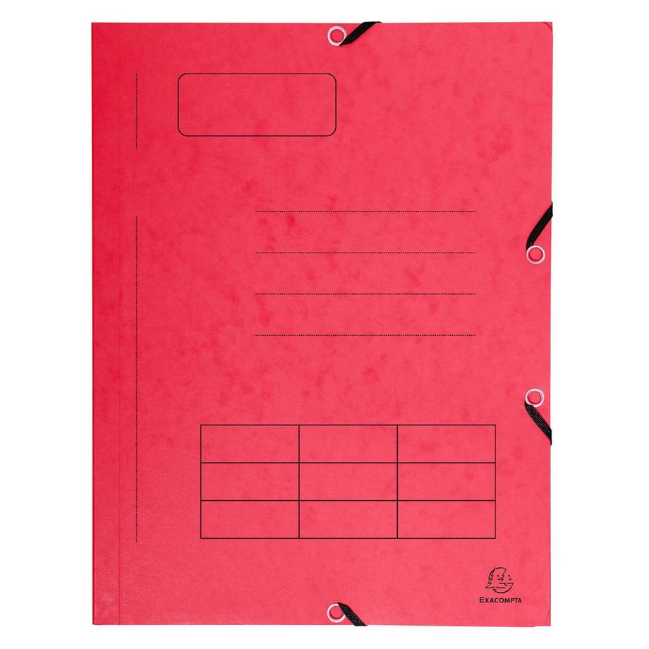 Exacompta Cartella 3 lembi stampata con elastici cartoncino lustré 355g/mq - A4 - x 50  