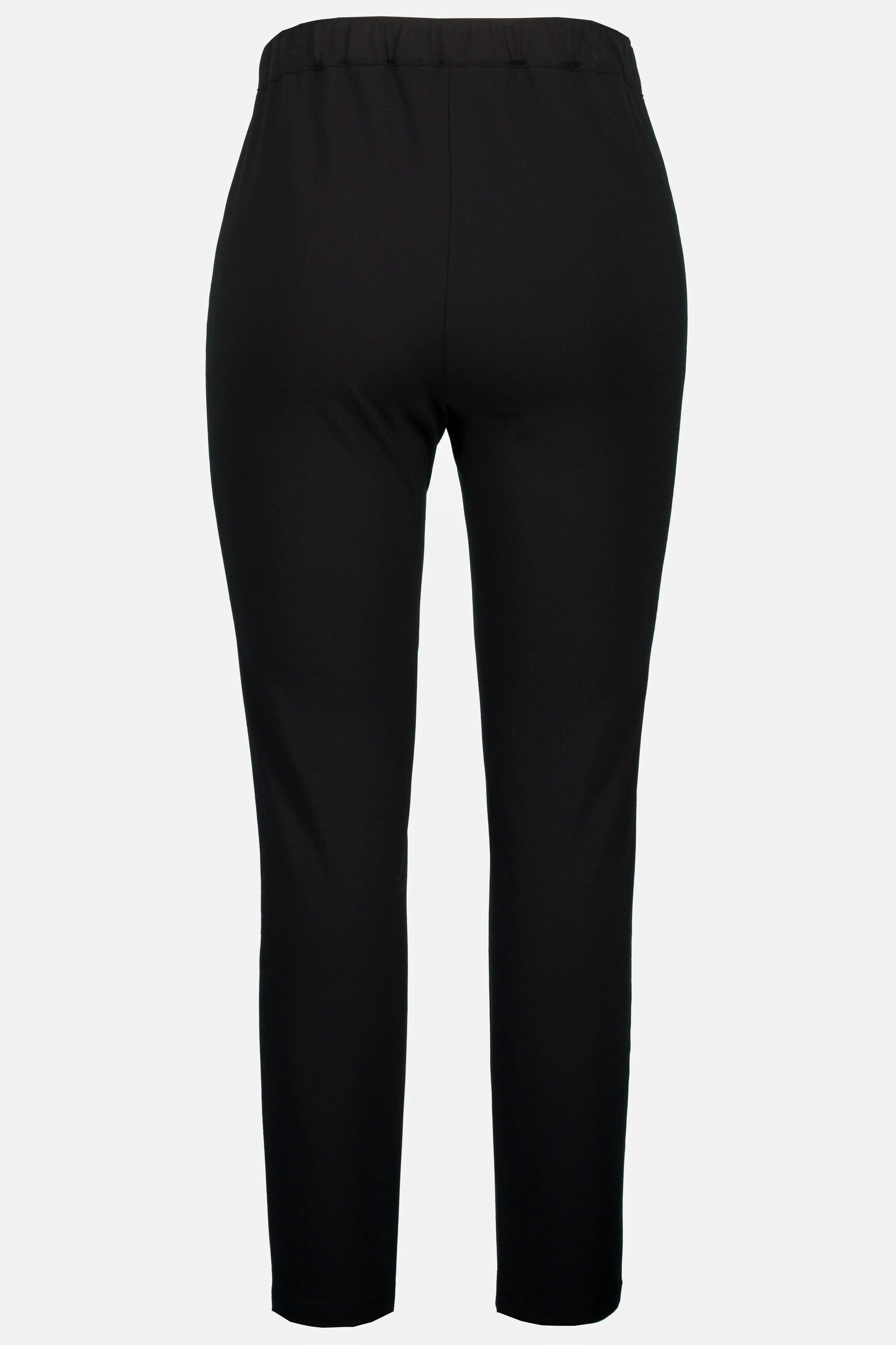 Ulla Popken  Pantalon en point de Rome Sienna, coupe slim et taille élastique 