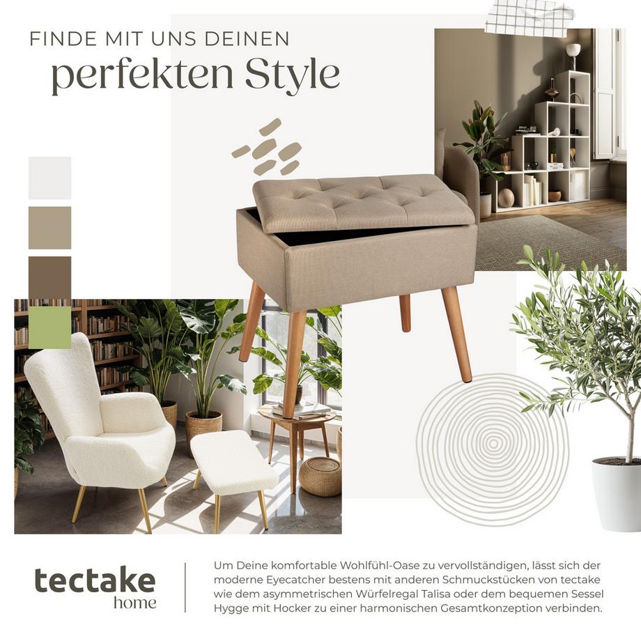 Tectake Panchina Ranya con imbottitura in tessuto effetto lino  