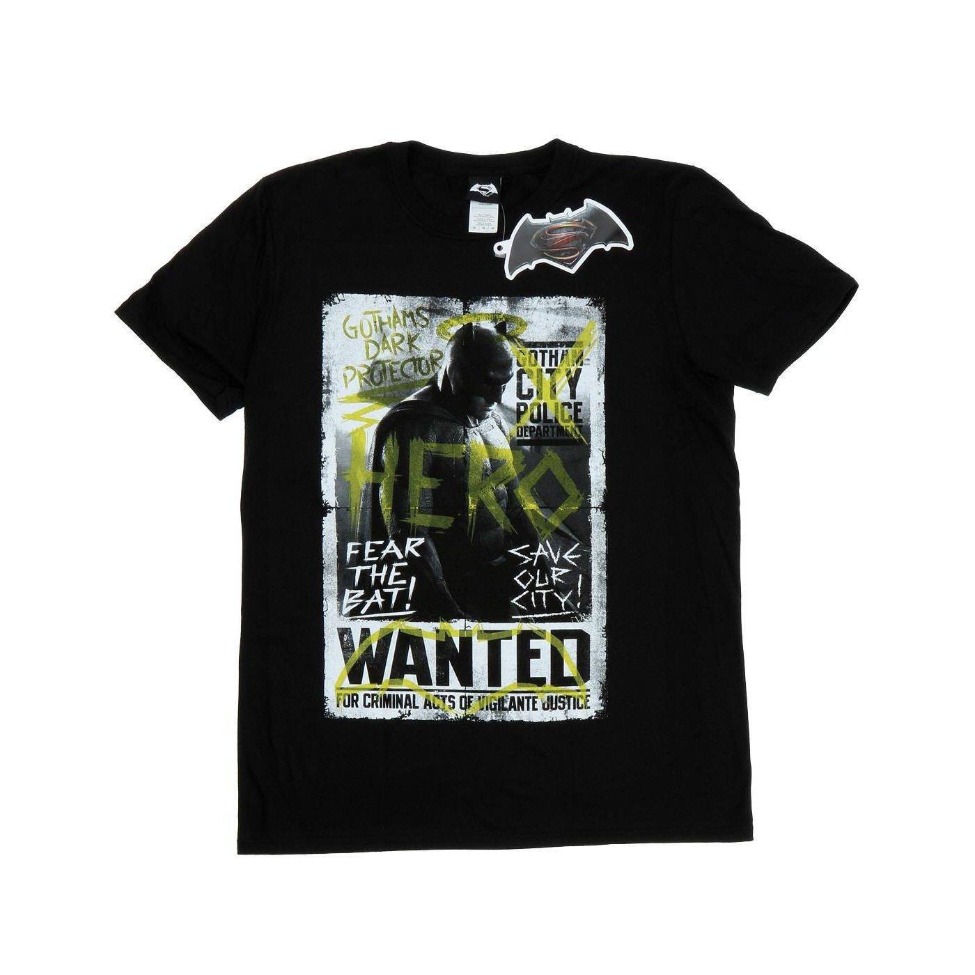 Image of Batman V Superman Wanted Poster Tshirt Herren Schwarz M