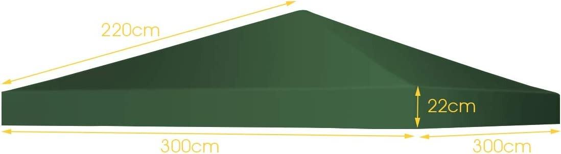 Northix Copertura sostitutiva per gazebo, protezione solare, tetto con chiusure in velcro, 300 x 300 cm, colore verde scuro  