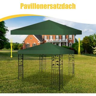 Northix Copertura sostitutiva per gazebo, protezione solare, tetto con chiusure in velcro, 300 x 300 cm, colore verde scuro  