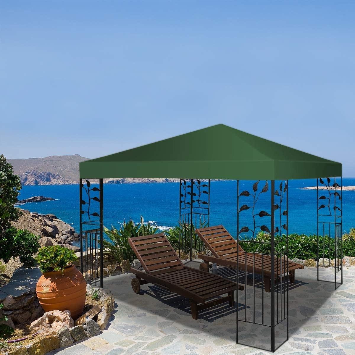 Northix Copertura sostitutiva per gazebo, protezione solare, tetto con chiusure in velcro, 300 x 300 cm, colore verde scuro  