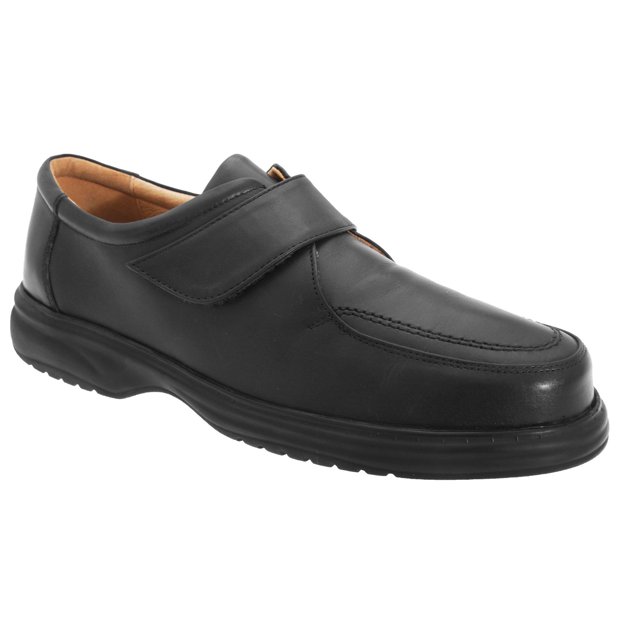 Image of Superlite Lederschuhe Schuhe Mit Klettverschluss, Breite Passform Herren Schwarz 40.5