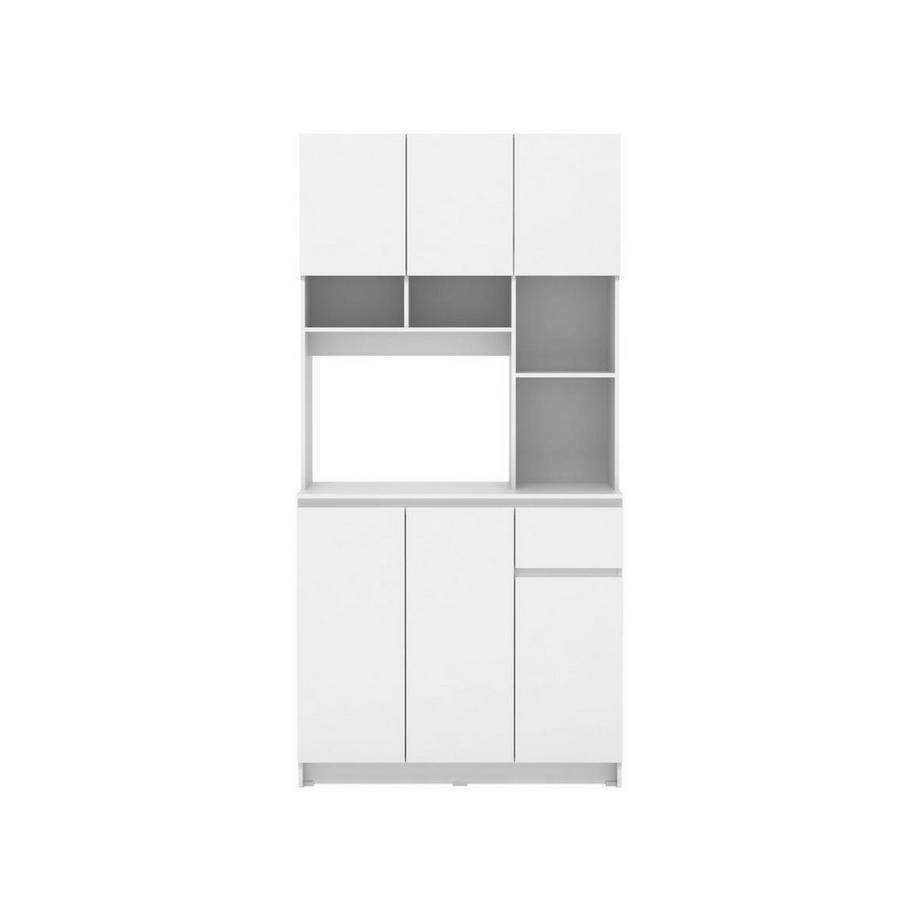 Vente-unique  Credenza da cucina con 6 ante, 1 cassetto e 5 nicchie Bianco - NIZALI 