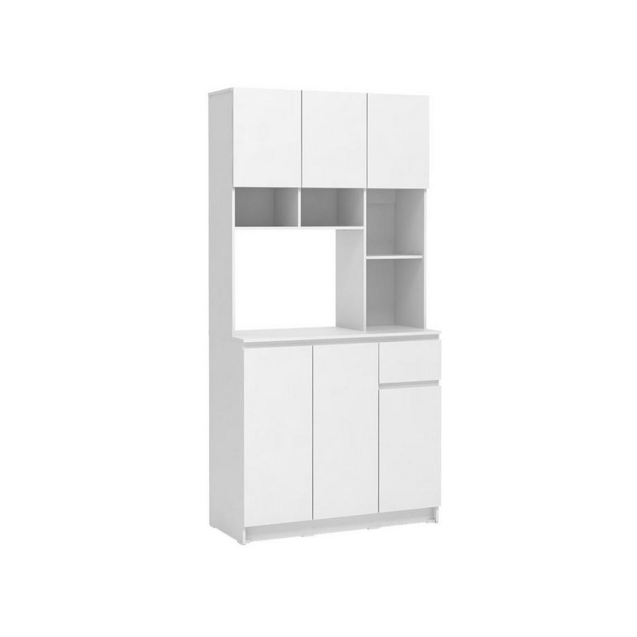 Vente-unique  Credenza da cucina con 6 ante, 1 cassetto e 5 nicchie Bianco - NIZALI 