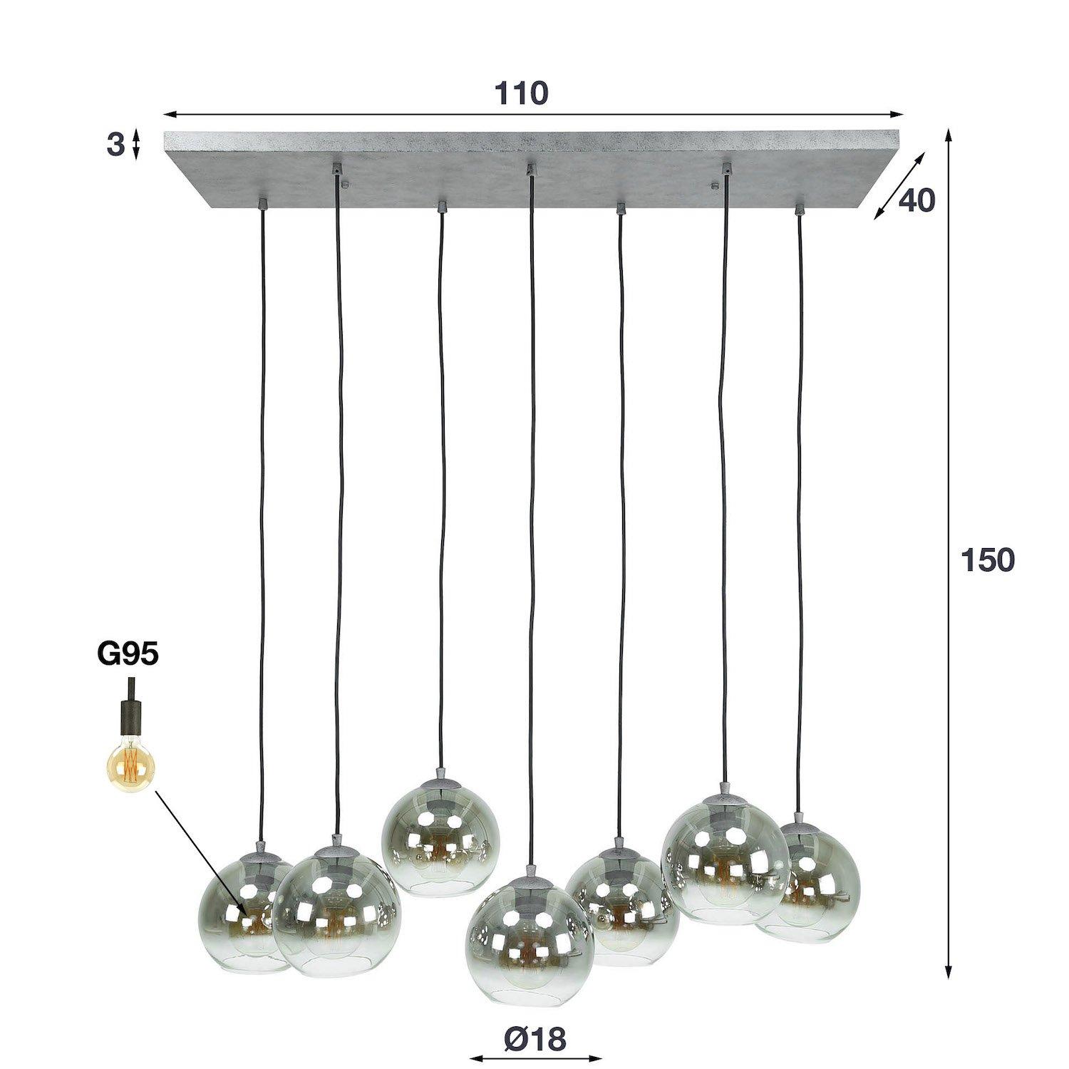 mutoni Lampe à suspension Bubble Shaded 4+3L finition argent antique  