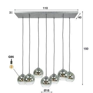 mutoni Lampada a sospensione Bubble Shaded 4+3L finitura argento antico  