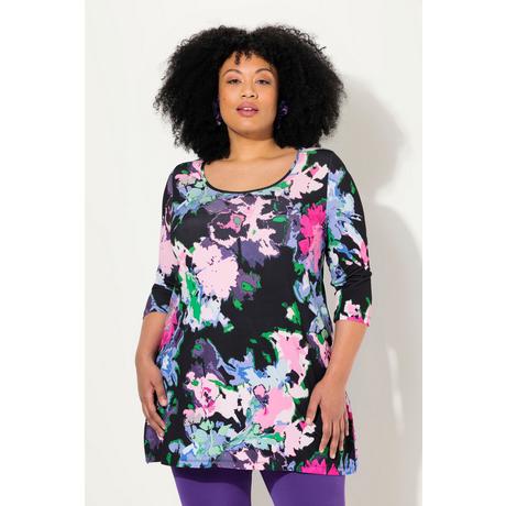 Ulla Popken  große Größen Longshirt, bedruckt, A-Linie, Rundhals, 3/4-Arm 54+ 832985100-54+ 