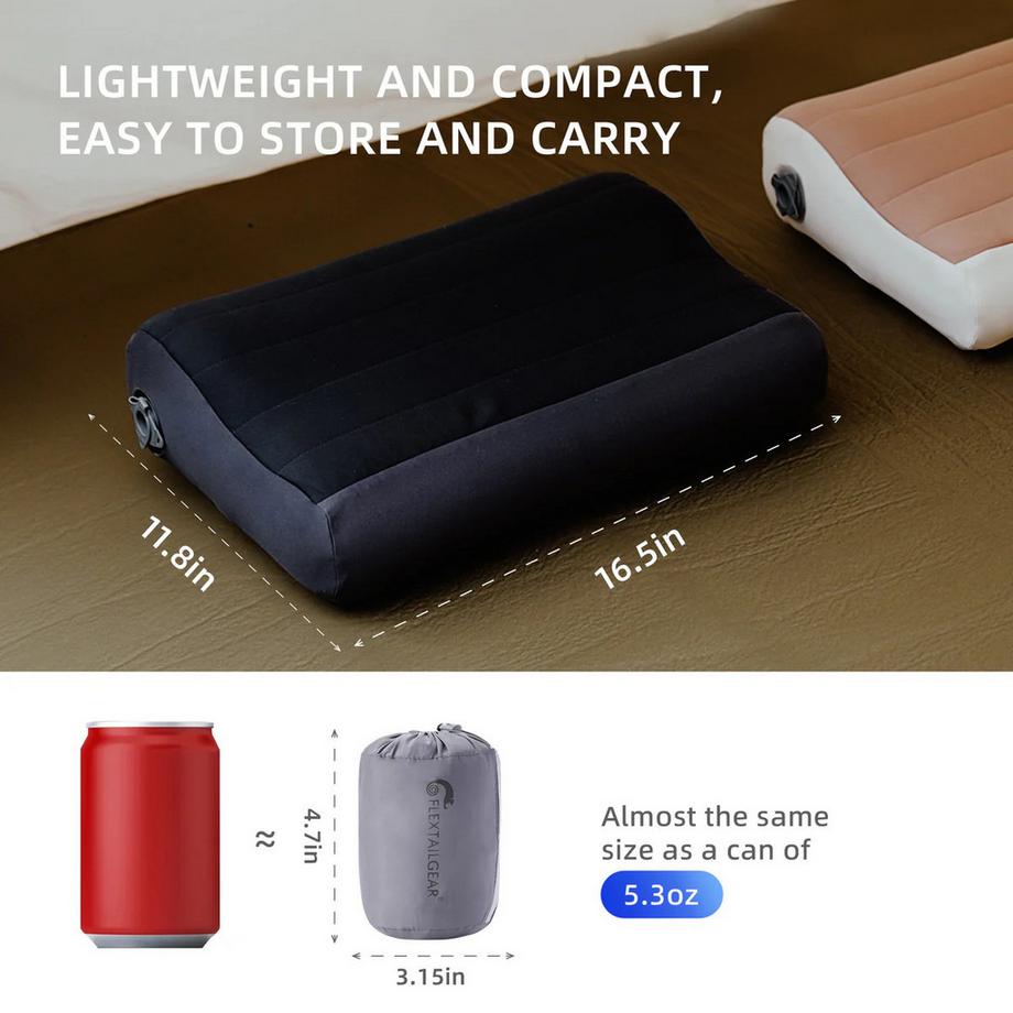 Flextail ZERO PILLOW Aufblasbares B-Shape Campingkissen  