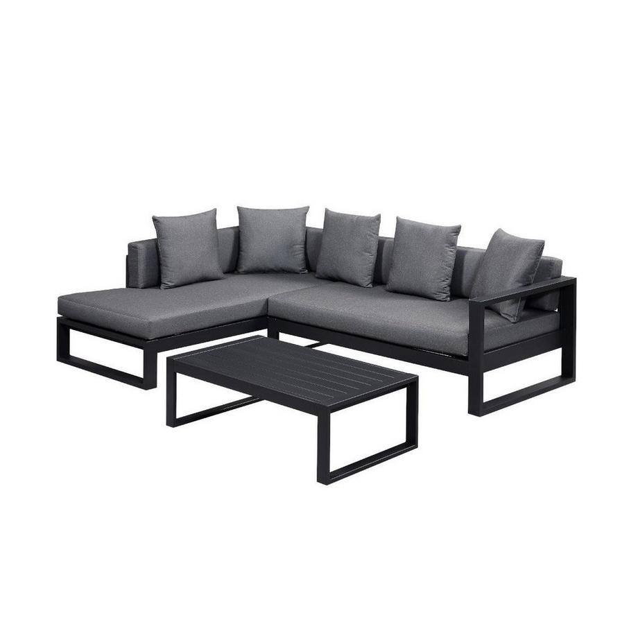 Vente-unique Garten-Sitzgruppe: Ecksofa + Beistelltisch -  Aluminium - Anthrazit - MOLOKAI von MYLIA  