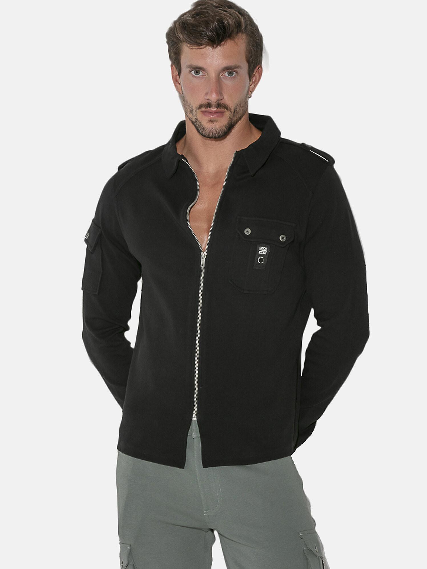 Image of Sportjacke Mit Reißverschluss Und Kapuze Geo Unisex Schwarz XL
