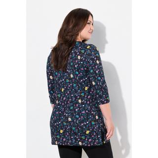 Ulla Popken  Longshirt, Blüten, A-Linie, Rundhals, 3/4-Arm 