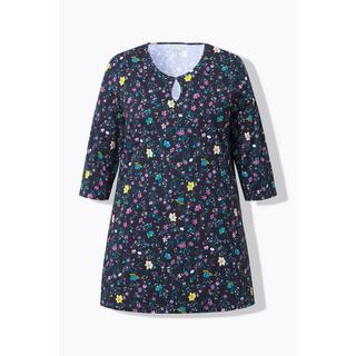 Ulla Popken  Longshirt, Blüten, A-Linie, Rundhals, 3/4-Arm 