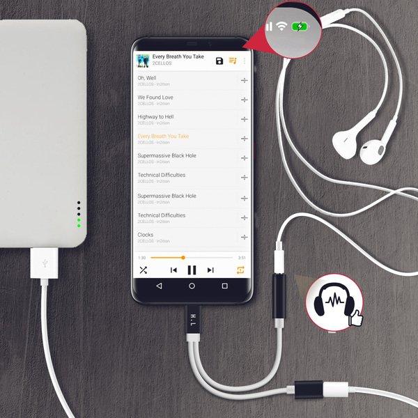 Avizar  Adaptateur Audio/Charge USB-C Noir 