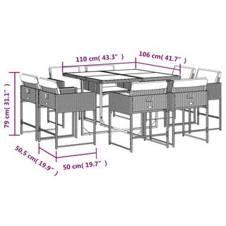 VidaXL Ensemble de salle à manger de jardin rotin synthétique  