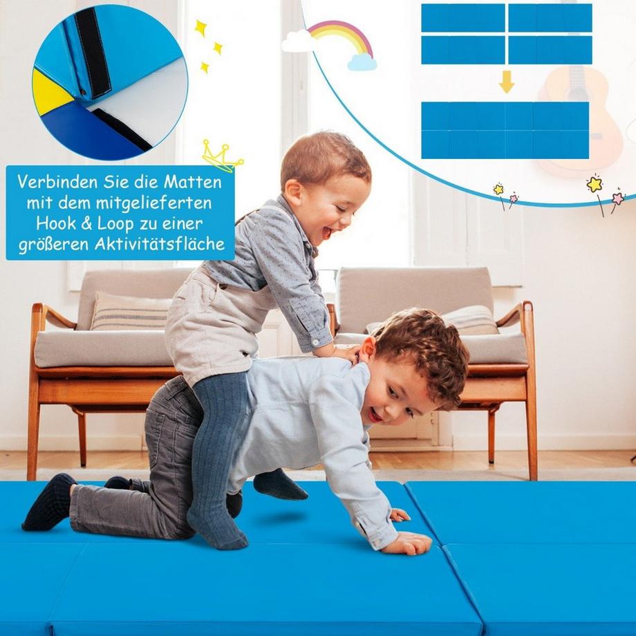 Northix  Tapis de sol souple pliable avec 2 poignées Tapis de gymnastique antidérapant 180 x 60 x 5 cm Bleu 