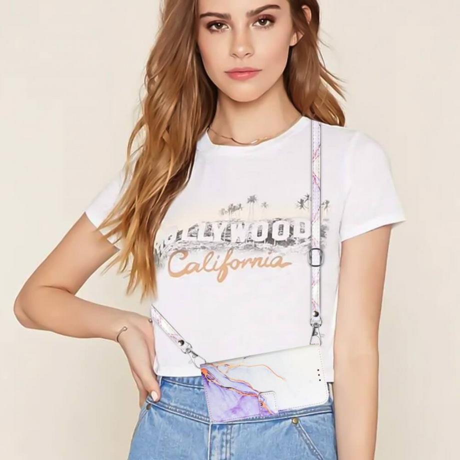 Cover-Discount  iPhone 15 Pro - Custodia con cordino Marble 