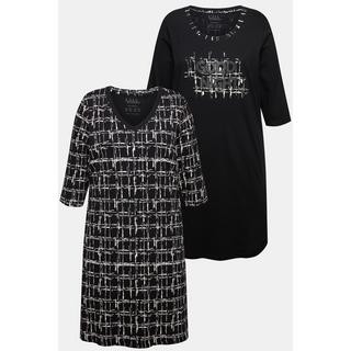 Ulla Popken Camicie da notte 2 Pezzi Girocollo Scollo a V Maniche 3/4  