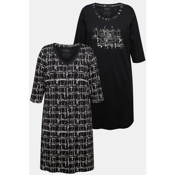 Camicie da notte in confezione doppia con scollo a girocollo/V e maniche a 3/4