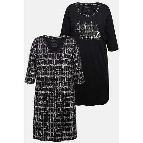 Ulla Popken Camicie da notte 2 Pezzi Girocollo Scollo a V Maniche 3/4  