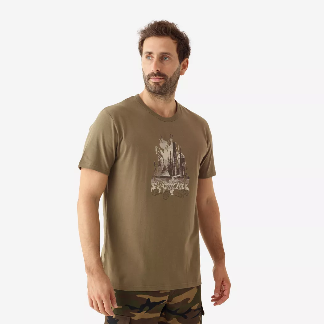 SOLOGNAC - T-Shirt aus 100 % Baumwolle Bushcraft, L, Schwarz