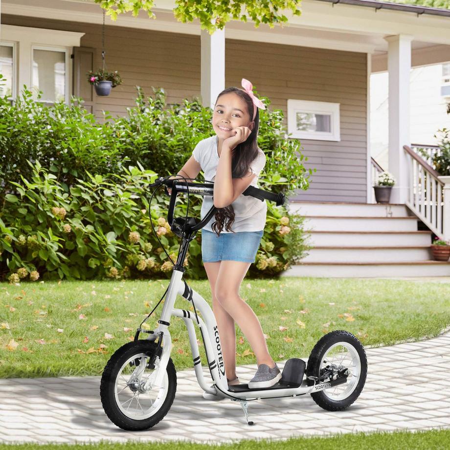 Northio  Kinderroller Scooter Ab 5 Jahre, Kinderscooter Tretroller Cityroller Mit Luftreifen 12 Zoll, Gummi Aluminium, Weiß 