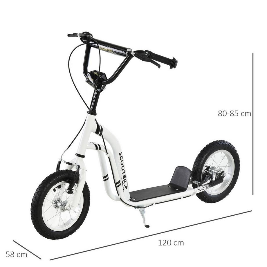 Northio  Kinderroller Scooter Ab 5 Jahre, Kinderscooter Tretroller Cityroller Mit Luftreifen 12 Zoll, Gummi Aluminium, Weiß 
