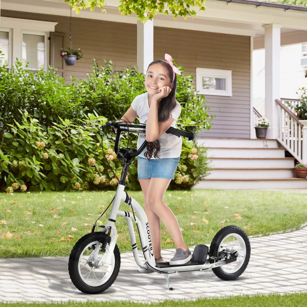 Northio - Kinderroller Scooter Ab 5 Jahre, Kinderscooter Tretroller Cityroller Mit Luftreifen 12 Zoll, Gummi Aluminium, Weiß, One Size