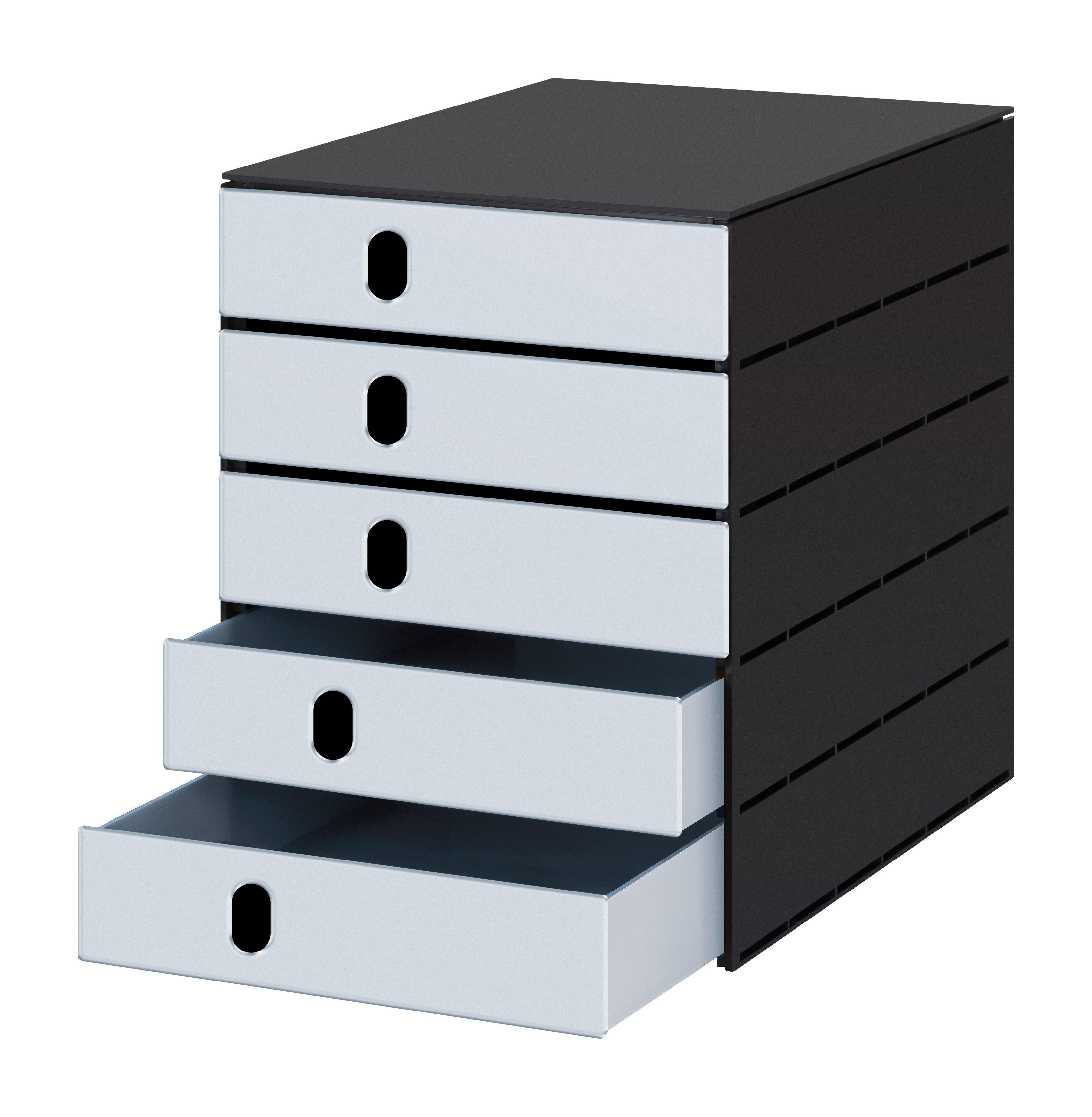 Image of styroval pro metallic mit 5 Schubladen geschlossen, perlweiss / Gehäuse oeko schwarz styroval pro metallic mit 5 Schubladen geschlossen, perlweiss / Gehäuse oeko schwarz