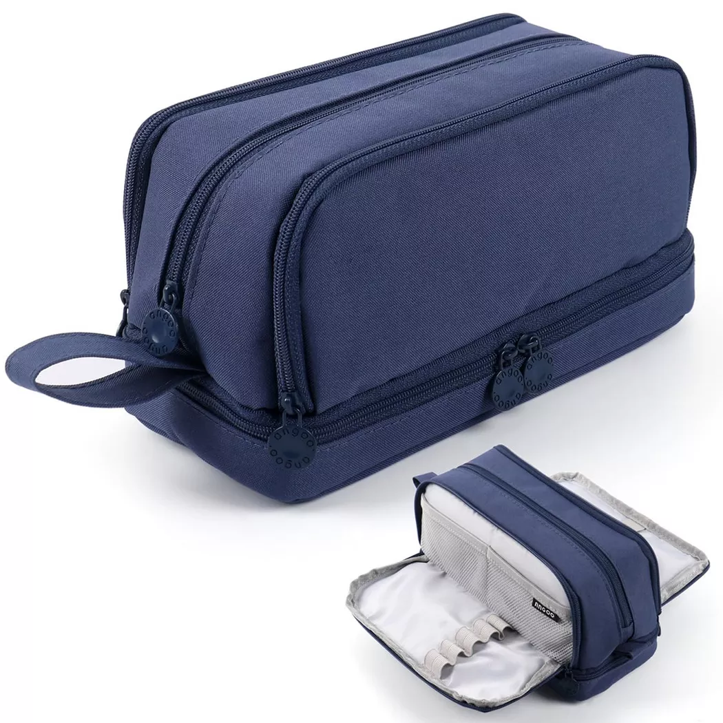 Only-bags.store - Federmäppchen mit großem Fassungsvermögen 3 Fächer Federmäppchen Tragbares Federmäppchen Schule für Schüler, One Size, Blau
