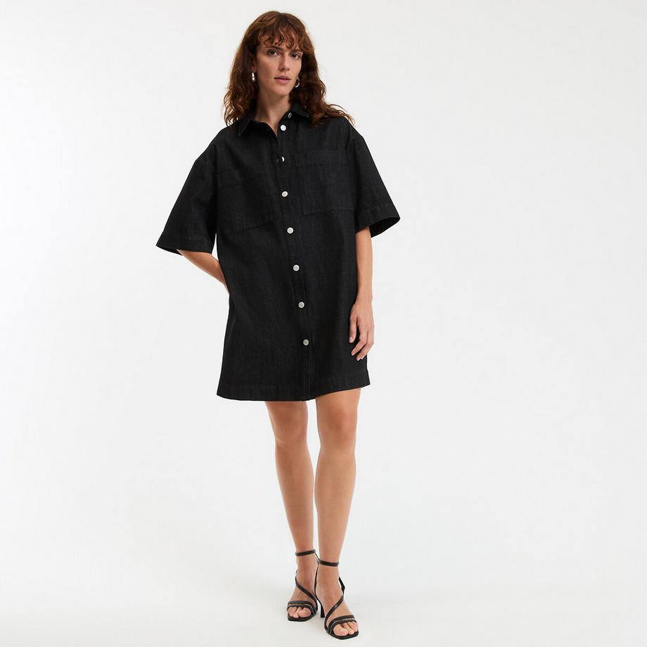 La Redoute Collections Kurzes Kurzarm Denim Hemdkleid  