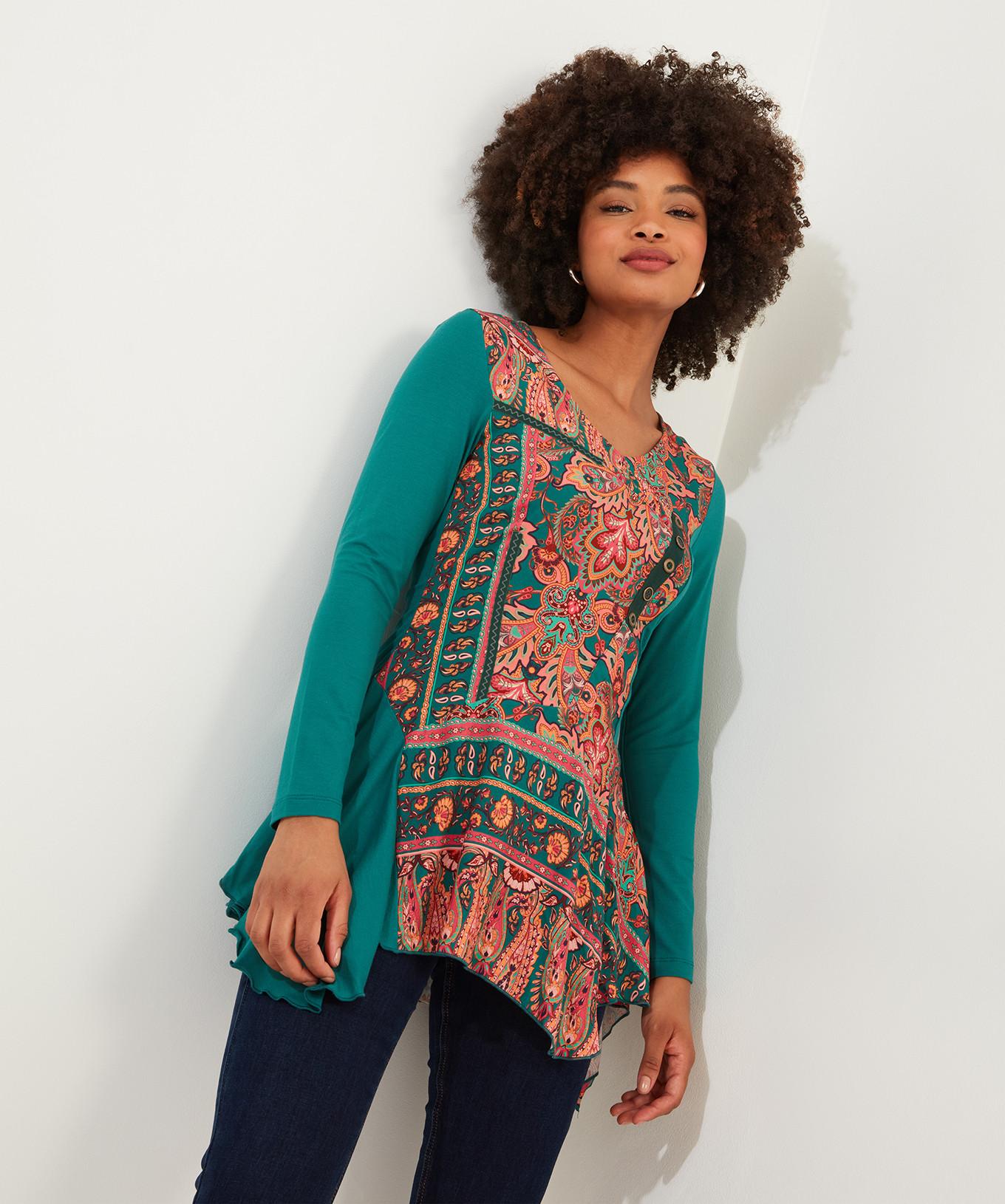 Joe Browns  Bedruckte Jersey-Tunika mit Taschentuch-Saum 