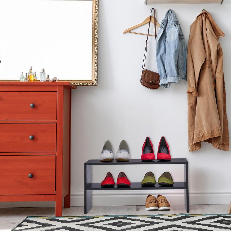 B2X Étagère à chaussures noire avec 2 étagères  