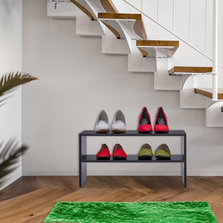 B2X Étagère à chaussures noire avec 2 étagères  