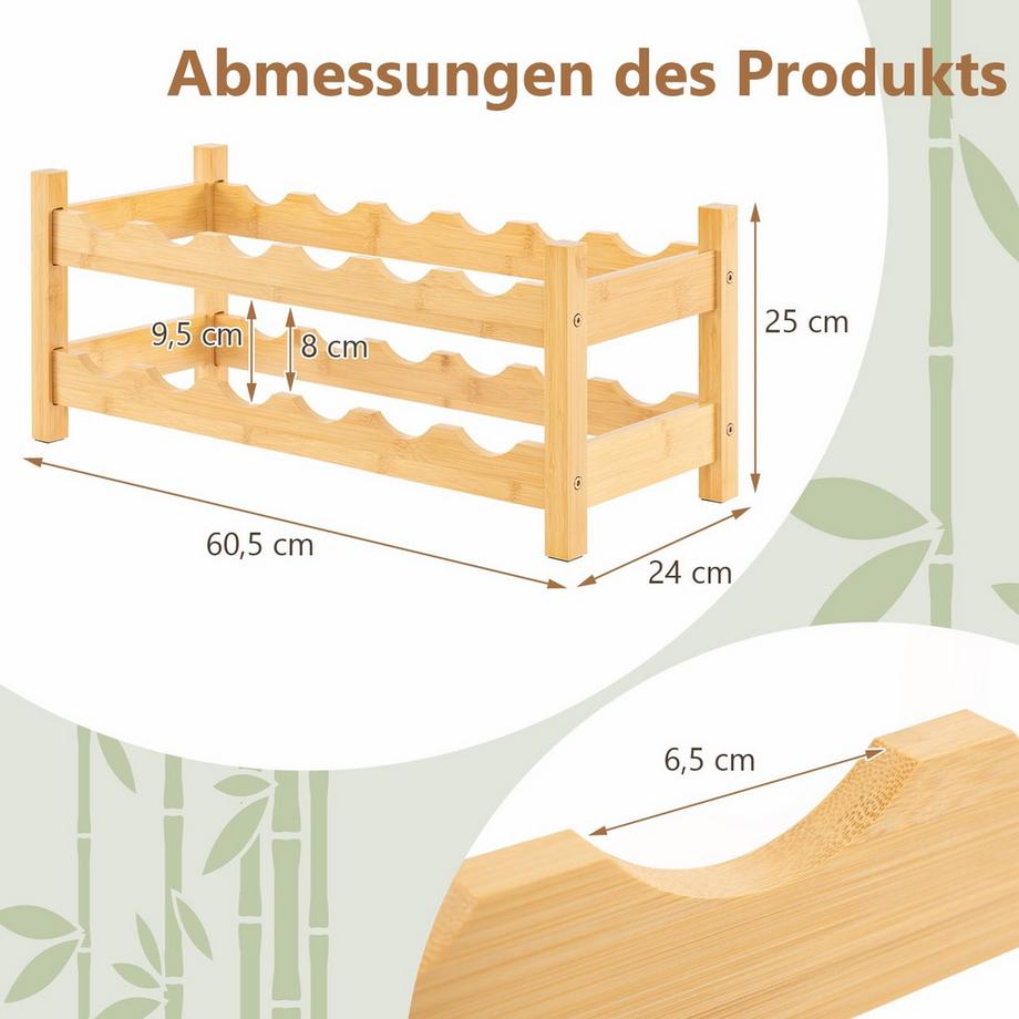 Northix Casier à vin en bambou, capacité de 12 bouteilles  