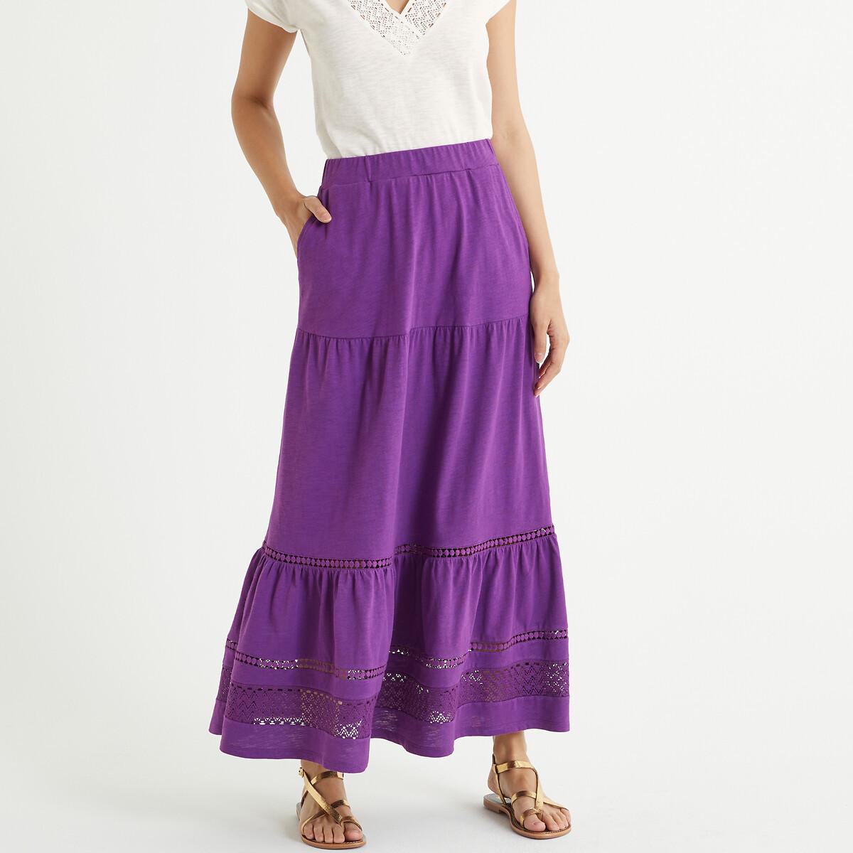 Image of Maxirock Mit Volantsaum Damen Violett 48