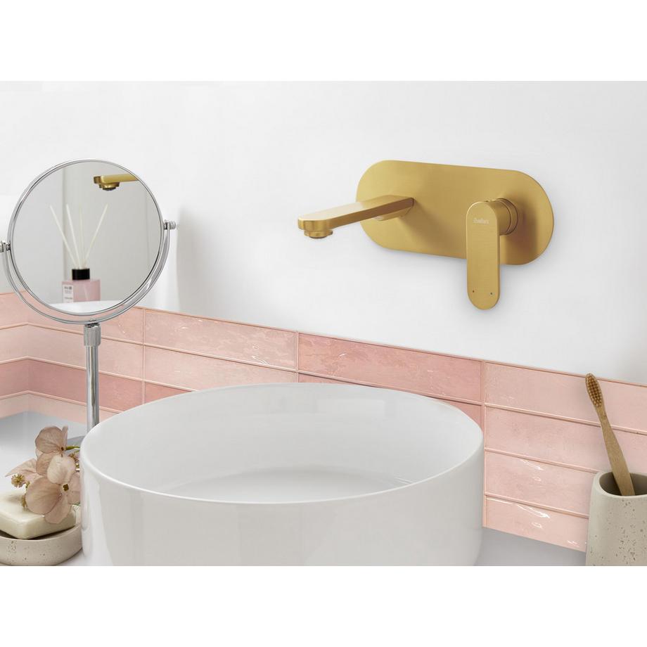Beliani rubinetto miscelatore da parete per lavabo en Ottone  CHAPALA  