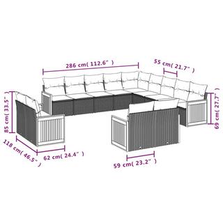 VidaXL Ensemble de canapés de jardin rotin synthétique  