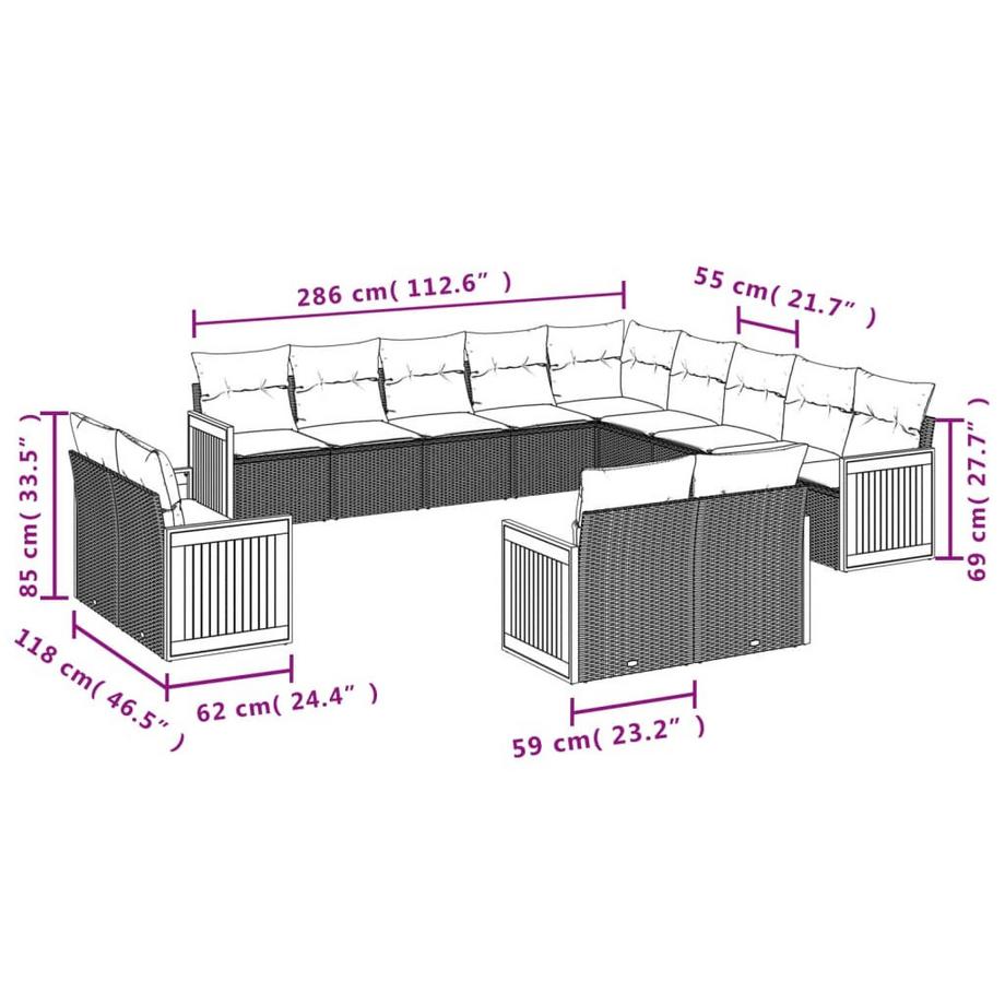 VidaXL Ensemble de canapés de jardin rotin synthétique  